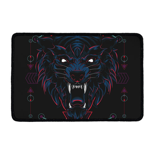 Dark Geometric Wolf Print Kitchen Mat