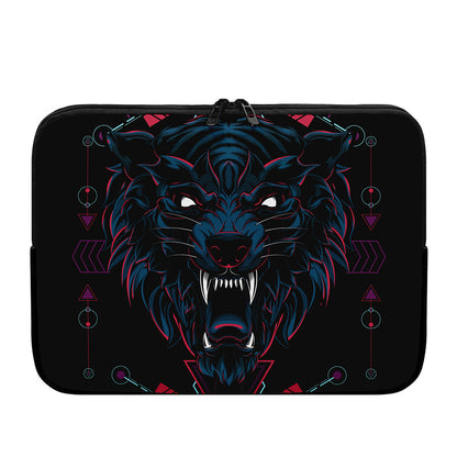 Dark Geometric Wolf Print Laptop Sleeve