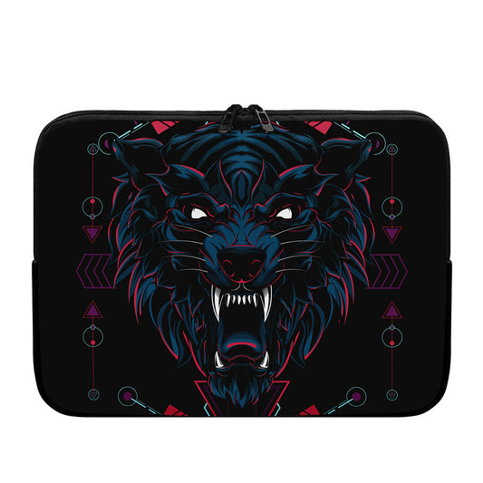 Dark Geometric Wolf Print Laptop Sleeve