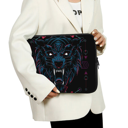 Dark Geometric Wolf Print Laptop Sleeve