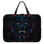 Dark Geometric Wolf Print Laptop Sleeve With Handle