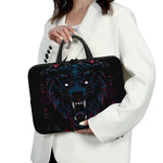 Dark Geometric Wolf Print Laptop Sleeve With Handle