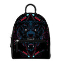 Dark Geometric Wolf Print Leather Backpack