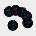Dark Geometric Wolf Print Leather Coaster Set