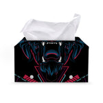 Dark Geometric Wolf Print Leather Tissue Box Cover