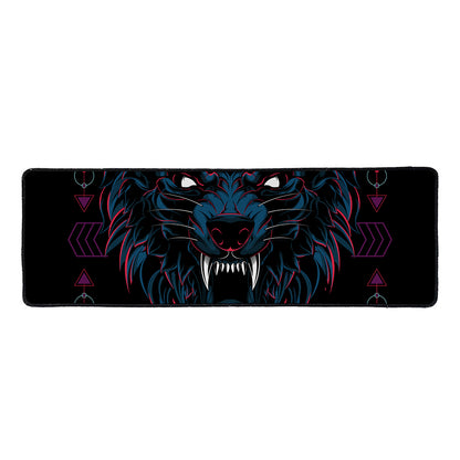 Dark Geometric Wolf Print Long Kitchen Mat