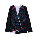 Dark Geometric Wolf Print Long Sleeve Short Coat