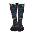 Dark Geometric Wolf Print Long Socks