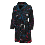 Dark Geometric Wolf Print Men's Bathrobe