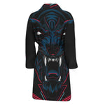 Dark Geometric Wolf Print Men's Bathrobe