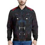 Dark Geometric Wolf Print Men's Bomber Jacket