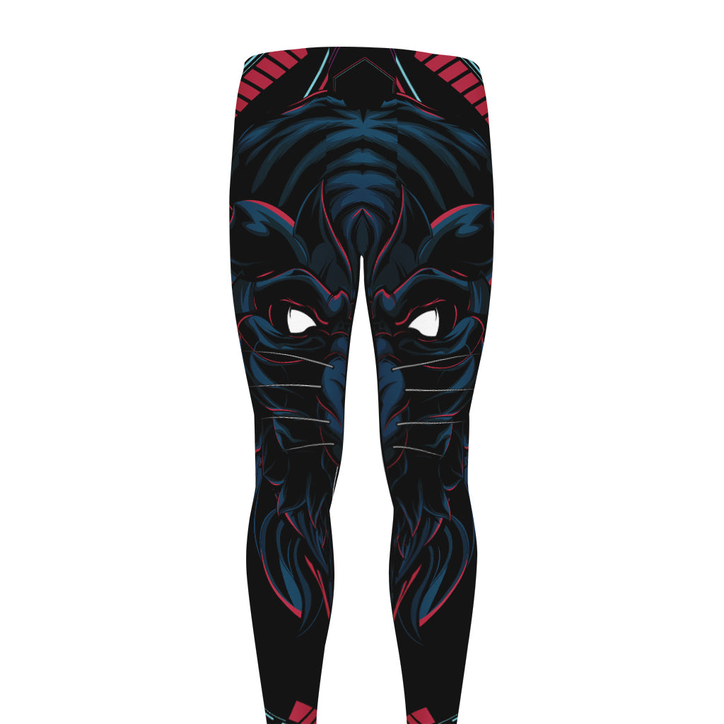 Dark Geometric Wolf Print Men's leggings