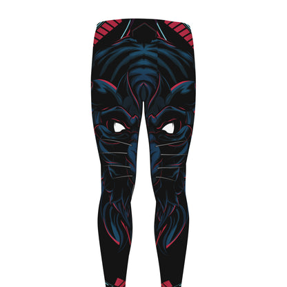 Dark Geometric Wolf Print Men's leggings