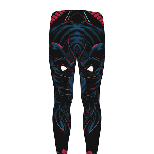 Dark Geometric Wolf Print Men's leggings