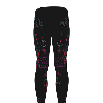 Dark Geometric Wolf Print Men's leggings
