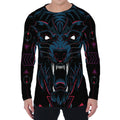 Dark Geometric Wolf Print Men's Long Sleeve T-Shirt