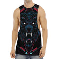 Dark Geometric Wolf Print Men's Muscle Tank Top