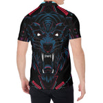 Dark Geometric Wolf Print Men's Shirt