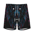 Dark Geometric Wolf Print Men's Athletic Shorts
