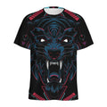 Dark Geometric Wolf Print Men's Athletic T-Shirt