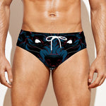 Dark Geometric Wolf Print Men's Swim Briefs