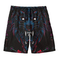 Dark Geometric Wolf Print Men's Swim Trunks