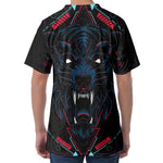 Dark Geometric Wolf Print Men's Velvet T-Shirt