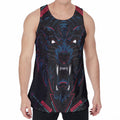 Dark Geometric Wolf Print Men's Velvet Tank Top