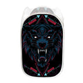 Dark Geometric Wolf Print Mesh Laundry Hamper