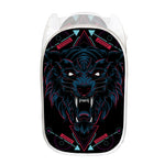 Dark Geometric Wolf Print Mesh Laundry Hamper