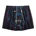 Dark Geometric Wolf Print Mesh Shorts