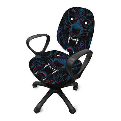 Dark Geometric Wolf Print Office Chair Cover