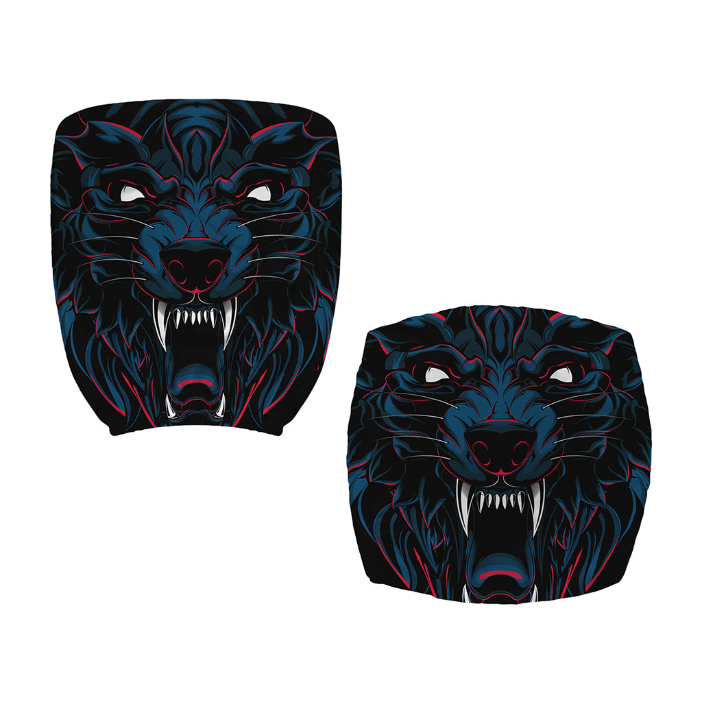 Dark Geometric Wolf Print Office Chair Cover