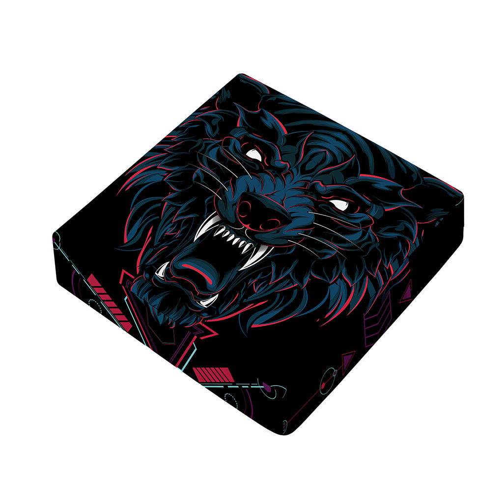 Dark Geometric Wolf Print Outdoor Seat Cushion Cover