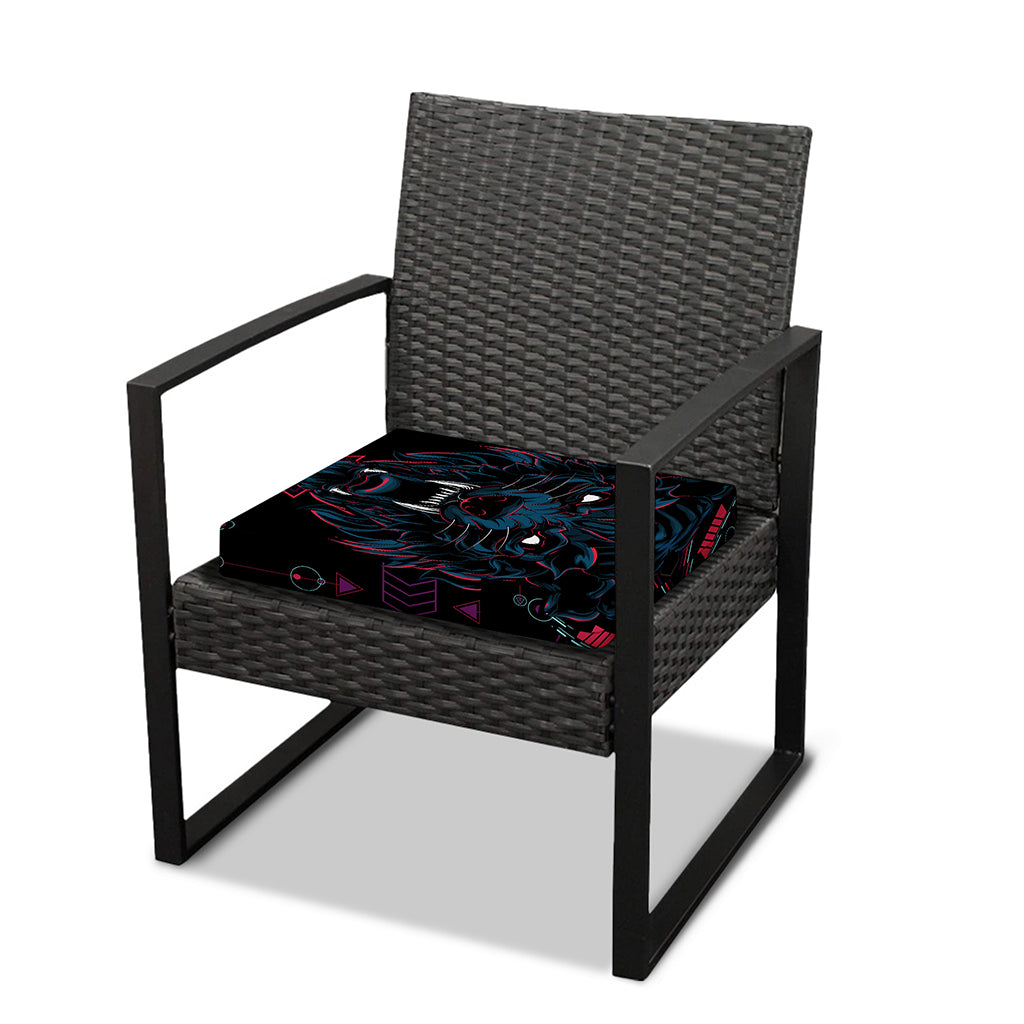 Dark Geometric Wolf Print Outdoor Seat Cushion Cover