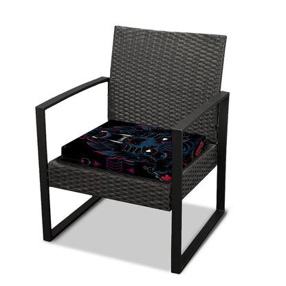 Dark Geometric Wolf Print Outdoor Seat Cushion Cover