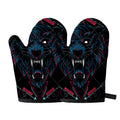 Dark Geometric Wolf Print Oven Mitts