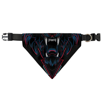 Dark Geometric Wolf Print Over The Collar Dog Bandana