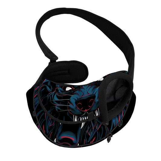 Dark Geometric Wolf Print Pet Sling Carrier