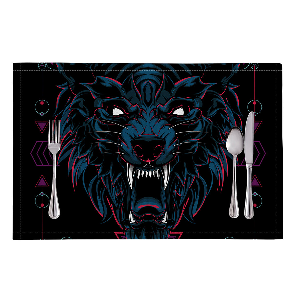 Dark Geometric Wolf Print Placemat