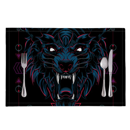 Dark Geometric Wolf Print Placemat