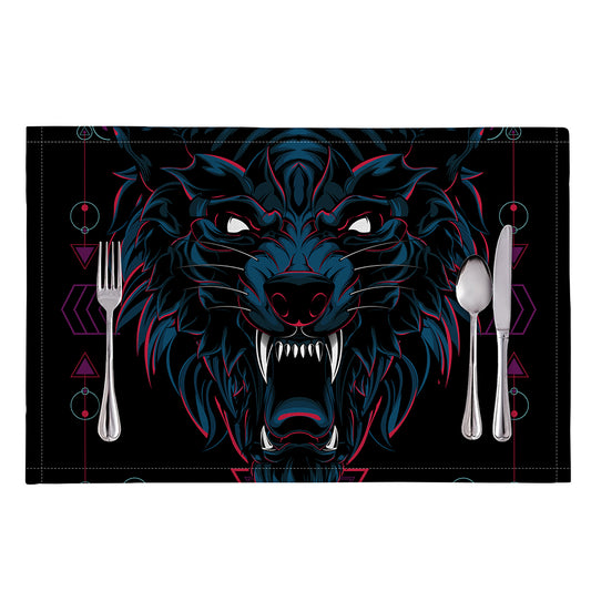 Dark Geometric Wolf Print Placemat