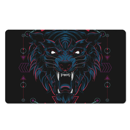 Dark Geometric Wolf Print Polyester Doormat