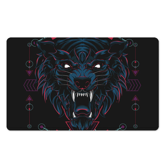 Dark Geometric Wolf Print Polyester Doormat