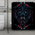 Dark Geometric Wolf Print Polyester Shower Curtain