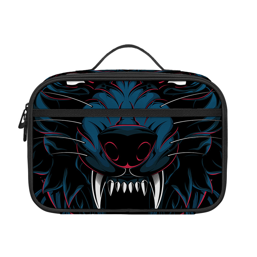 Dark Geometric Wolf Print Portable Lunch Bag