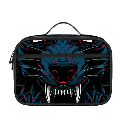 Dark Geometric Wolf Print Portable Lunch Bag