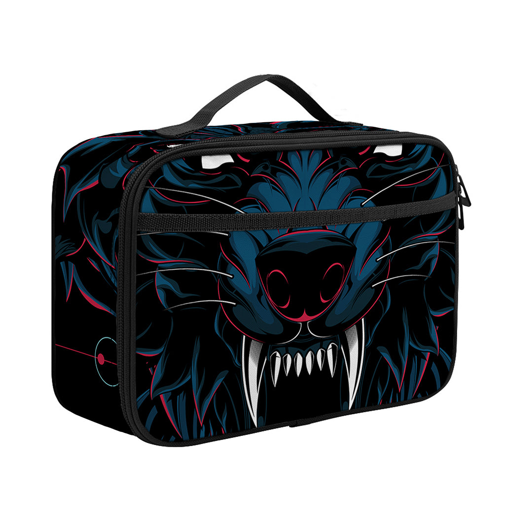 Dark Geometric Wolf Print Portable Lunch Bag