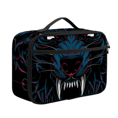 Dark Geometric Wolf Print Portable Lunch Bag