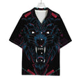Dark Geometric Wolf Print Rayon Hawaiian Shirt